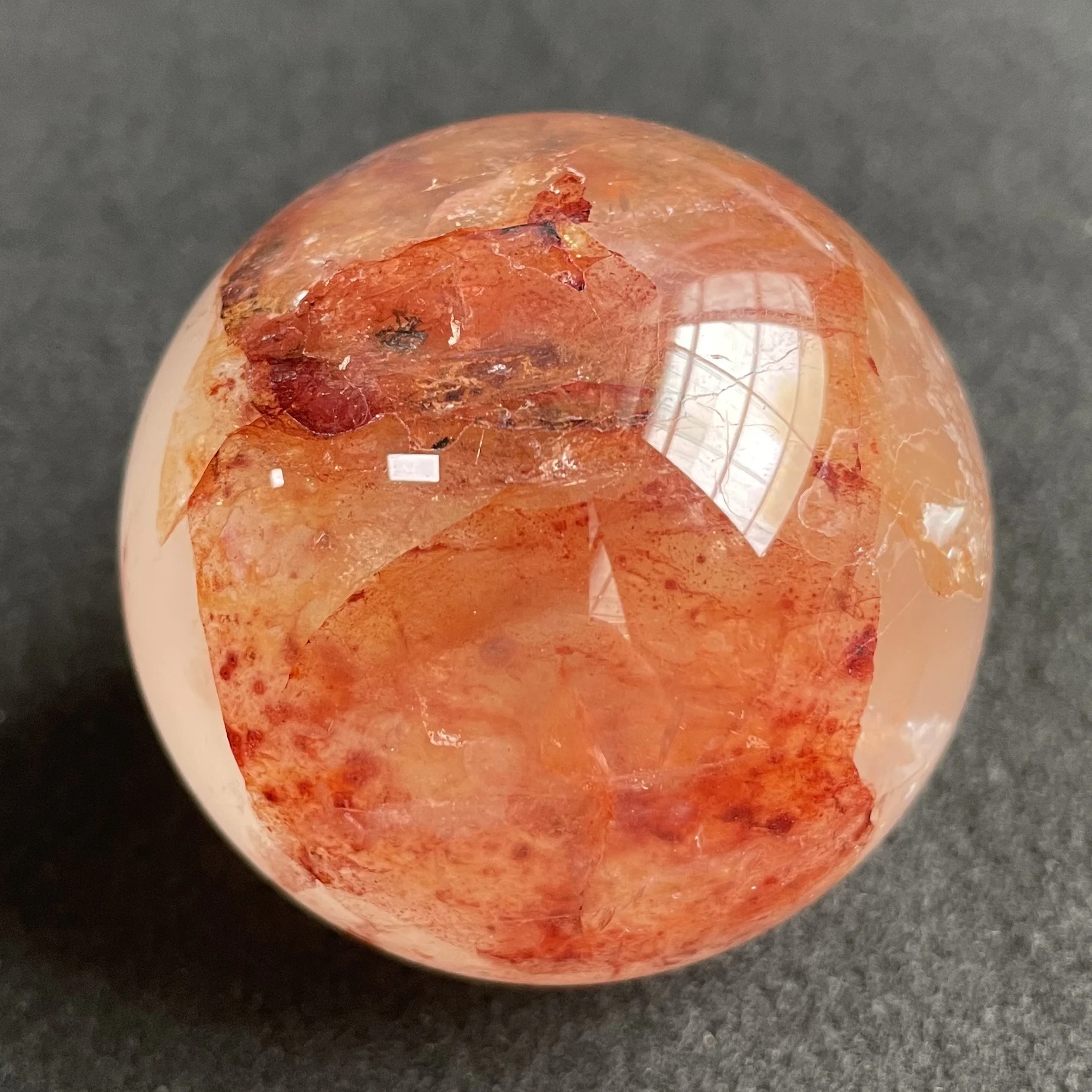 187 г натуральный камень красный прозрачный кварц хрустальный шар Радужная Сфера