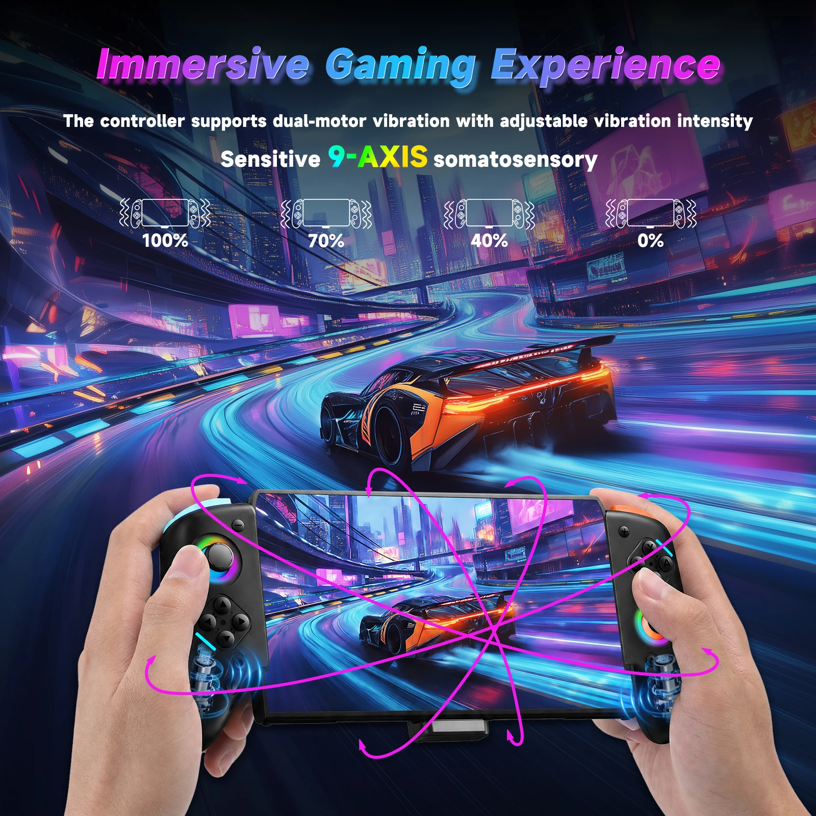 Фото Для контроллера Nintendo Switch 2 с RGB-подсветкой, 9-осевым гироскопом, джойстиком, функцией Dual Shock, программируемым турбо-режимом и игровым падом №3