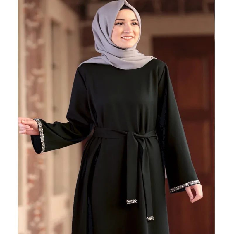 Turkish Abaya Muslim Women Long Sleeve Maxi Dress Vintage Kaftan Dubai Ramadan Traditional Islamic Arab Robe Jalabiya Solid Colo