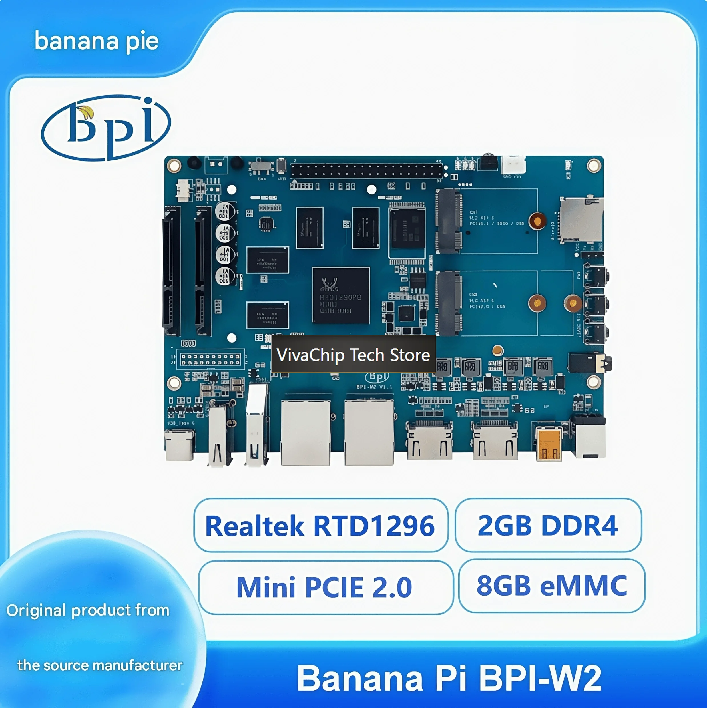 Фото Плата для разработки маршрутизаторов VivaChip TechBanana Pi BPI-W2 Nas с открытым исходным кодом использует дизайн Realtek RTD1296 №3