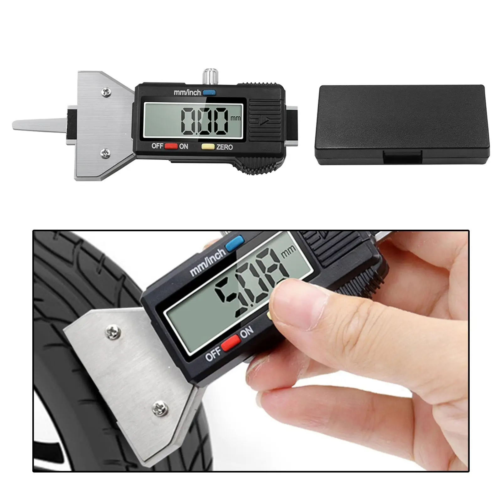 

Digital Tyre Depth Gauge High Precision Tester with Large LCD Display for Moto Cars Vans SUV Trucks Automobile Tire