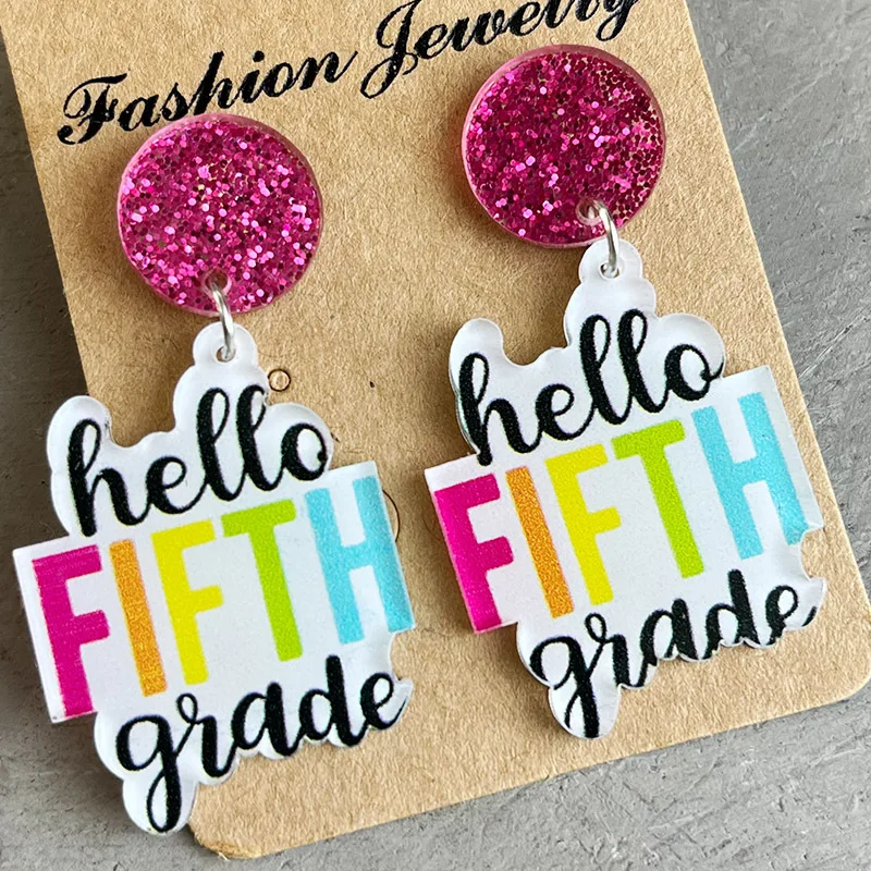 New Creative Colorful Simple English Acrylic Shining Earrings Fashion Personalized Women Charm Jewelry Interesting Gift