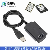 grwibeou 3 in 1 usb 2 0 ide sata 5 25 s ata 2 5 3 5 inch hard drive disk hdd adapter cable for pc laptop converter