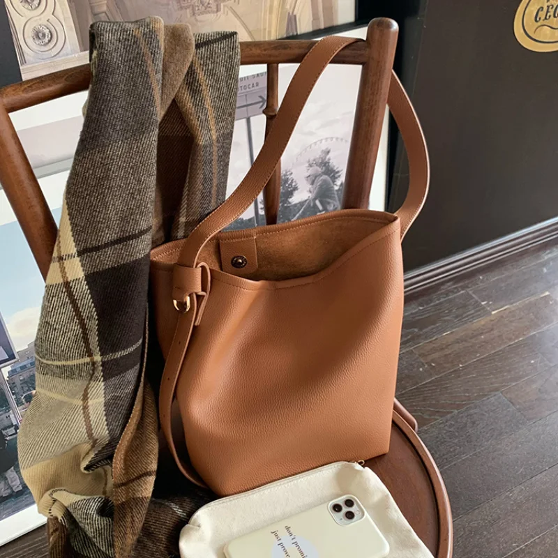 

Простая роскошная дизайнерская женская сумка через плечо из искусственной кожи, женские сумки-мессенджеры через плечо, Модные Винтажные женские сумки-ведра