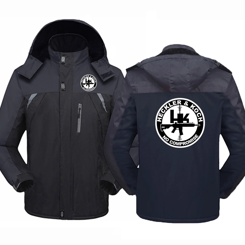 

Hk Heckler Koch No Compromise 2022 Winter Print Jacket Men Thick Warm Zip Waterproof Hooded Comfortable Breathable Windbreaker