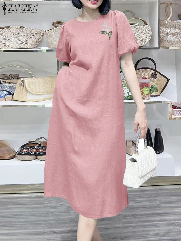 Женский сарафан с коротким рукавом и круглым вырезом