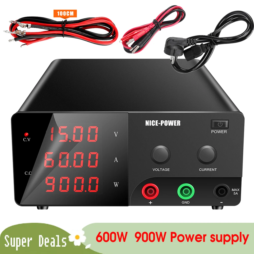 

600W/900W 60V 10A 15V 60A Laboratory Stabilized Power Supply Adjustable Variable Digital Regulated Bench Source 30V 20A 30A DIY