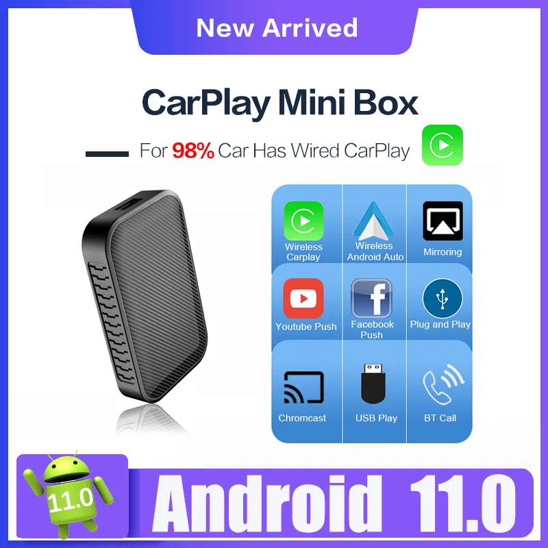 Wireless Android Auto Adapter Car Ai Box Wireless CarPlay for Youtube Audi Mercedes Toyota VW Passat Ford Golf Renault Mazda