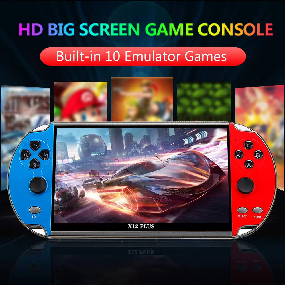 X7/X12 Plus Video Game Console 4.3/5.1/7.1 Inch Portable Game Console 10000 Gaming Handheld Retro Gamer Console HD Video Player