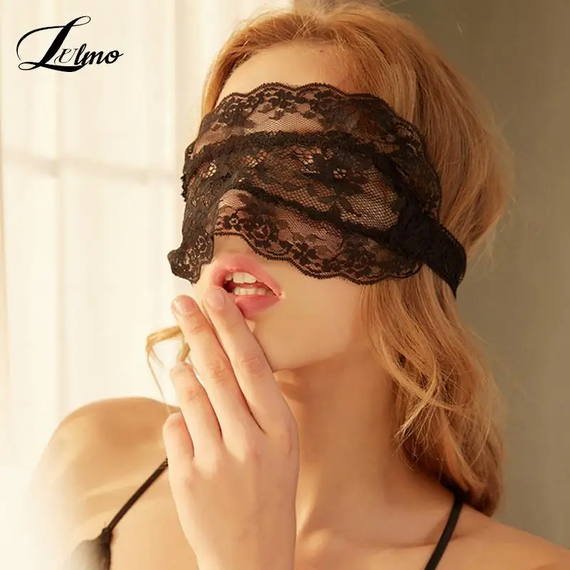 

Black White Lace Transparent Eye Masks Women Sexy Lingerie Cosplay Costumes Erotic Accessories Bandage Strap Eye Covers