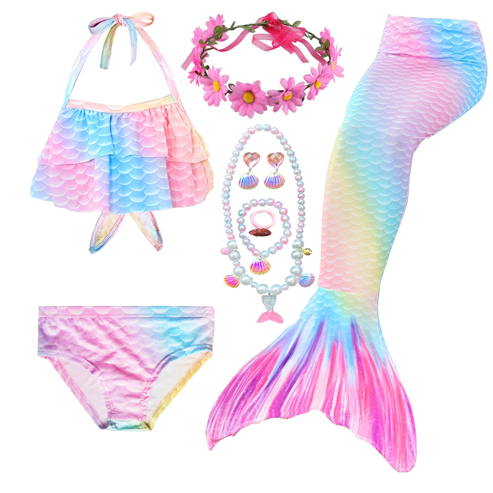 

Kids Mermaid Tail Kids Girls Costume Cosplay Children Swimsuit Fantasy Beach Bikini Can Add Monofin Fin