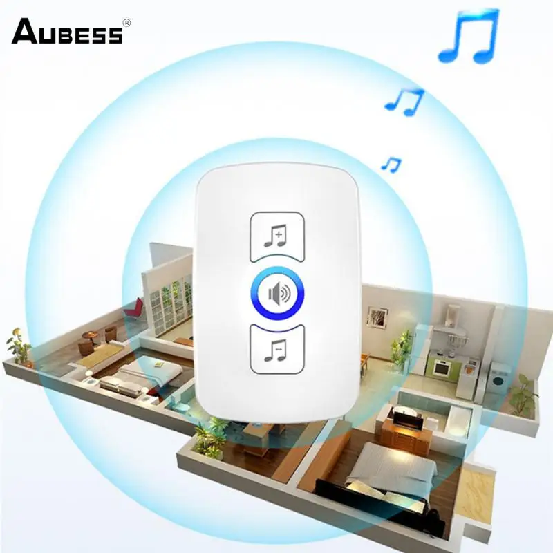 

Home Wireless Doorbell Smart Music Plug-in Doorbell Elderly Pager Door Bell Alarm F51 Single Button Wireless Door Bell Chime