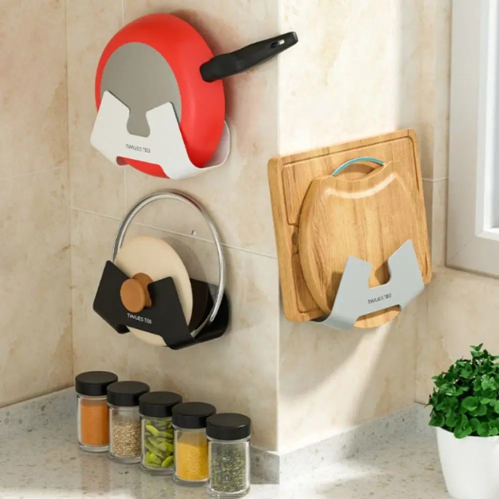 

Wall Mounted Pot Lid Holder Punch-free Pot Cover Drain Rack Pan Pot Pan Cover Stand Cutting Board Holder Organizer Tools