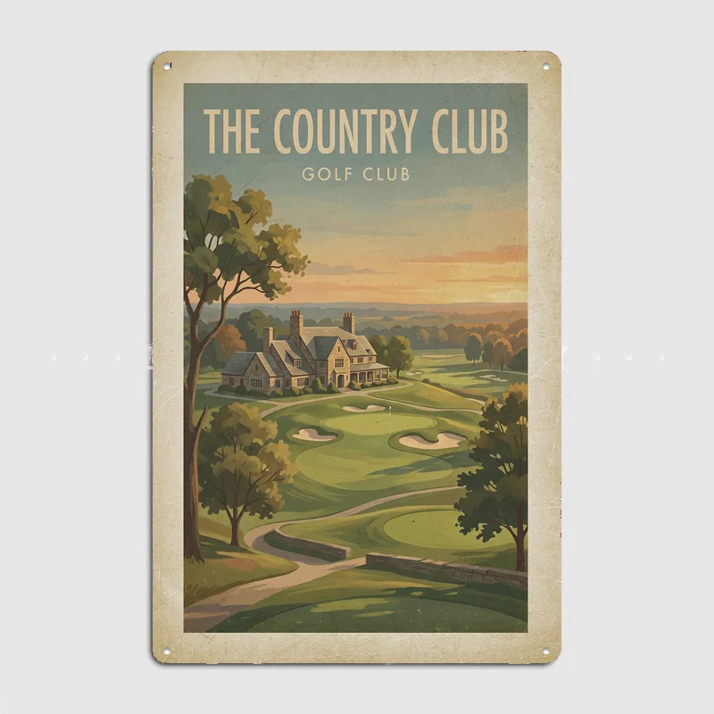 Фото Металлический постер с изображением гольф-поля Country Club Brookline, декоративная табличка для дома, украшение для интерьера и экстерьера, декор для стен. №2