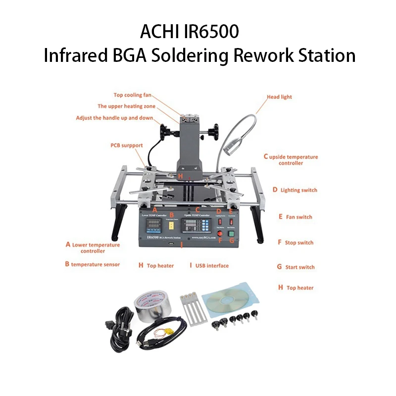 Фото ACHI IR6500 Инфракрасная паяльная станция BGA для материнской платы Чип печатной платы Восстановленная система ремонта Припой сварка 220 В №1