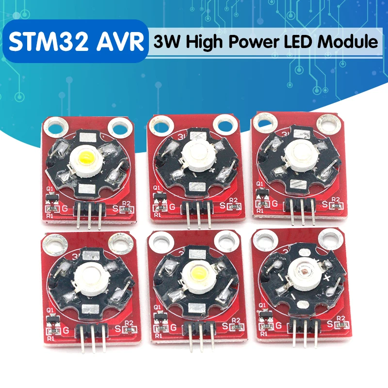 3W Мощный светодиодный модуль Синий/Зеленый/Фиолетовый/Красный/Белый/Желтый с печатной платой для Arduino STM32 AVR on.