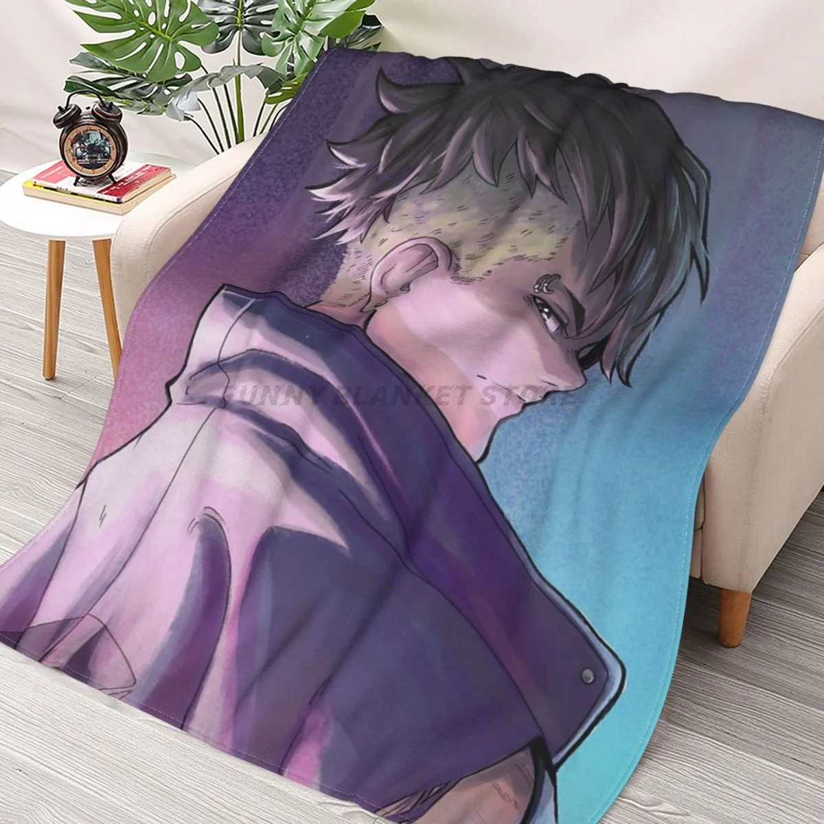 

Kawaki Throws Blankets Collage Flannel Ultra-Soft Warm picnic blanket bedspread on the bed
