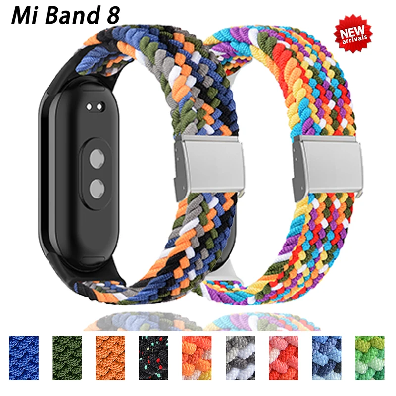 

Elastic Strap for Xiaomi Mi Band 8 miband 8 Nylon Braided Solo Loop Adjustable Replacement Belt Watchband for Miband 8NFC Correa