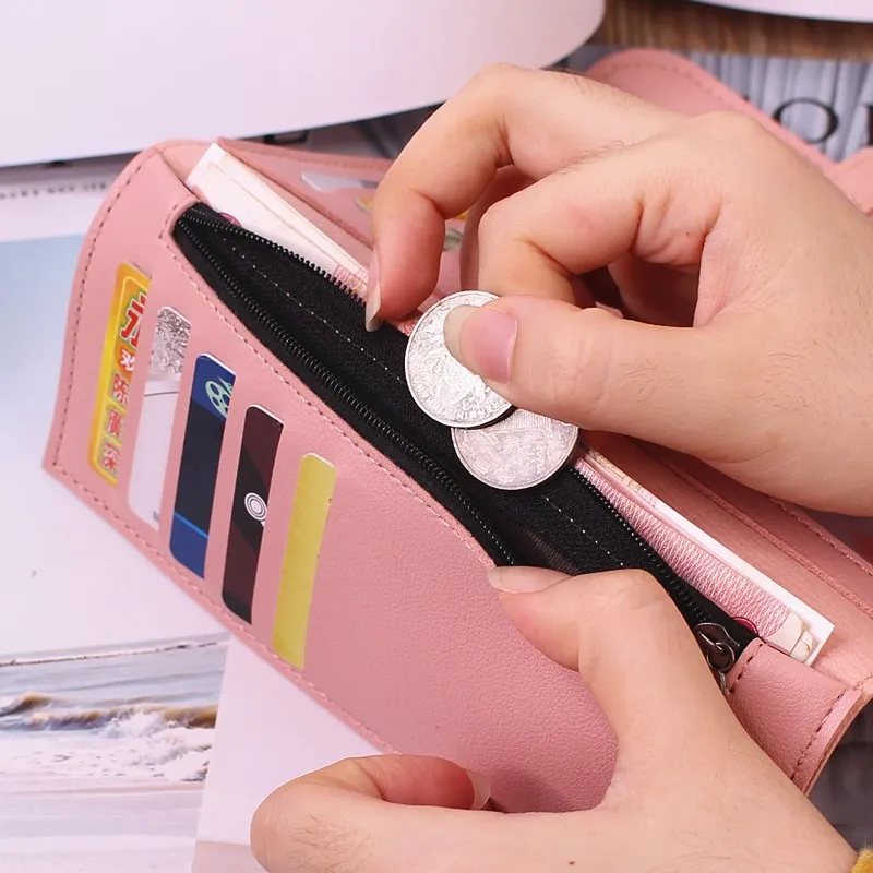 New Women Pu Leather Wallets Long Hasp Purses Multifunction Large Capacity Purse Female Card Holders Portable Clutch for Girls