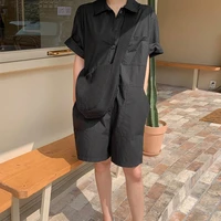 summer literature and art jumpsuit wide leg shorts loose casual work clothes korean version age reducing jumpsuit female