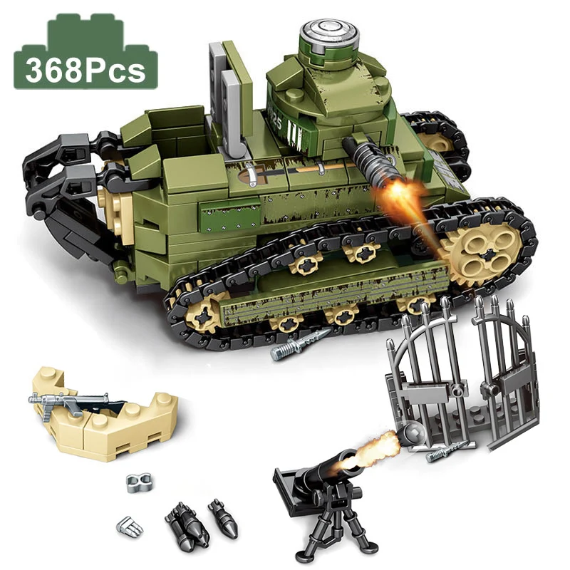 

368 шт., Детский конструктор «основной боевой танк»