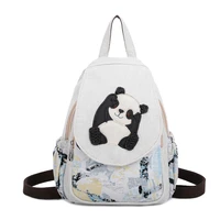cotton and linen backpack women handsewn panda design bags girls fashion new olympics durable trend classic interlayers pockets
