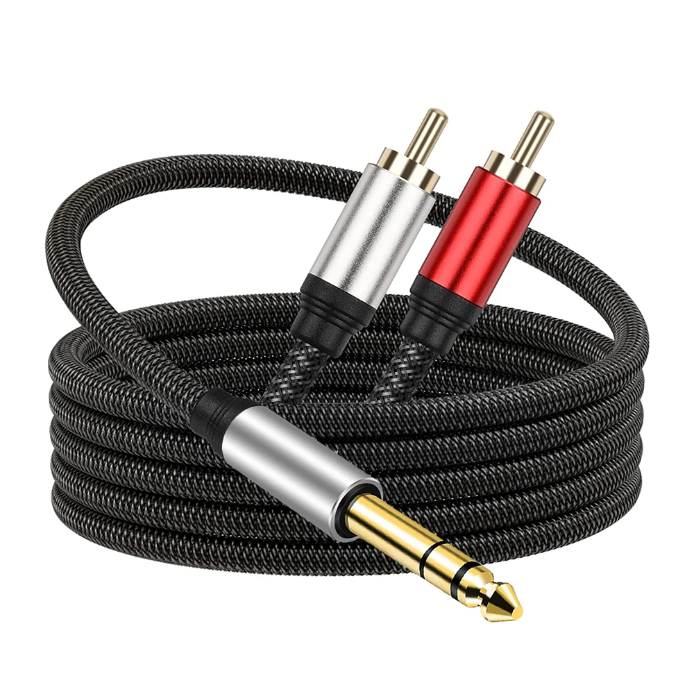 

1/4 Inch To Dual RCA Audio Cable Gold Plated Connector 6.35mm Male TRS Jack To 2 RCA Male Stereo Y Insert Splitter Adapter Cable