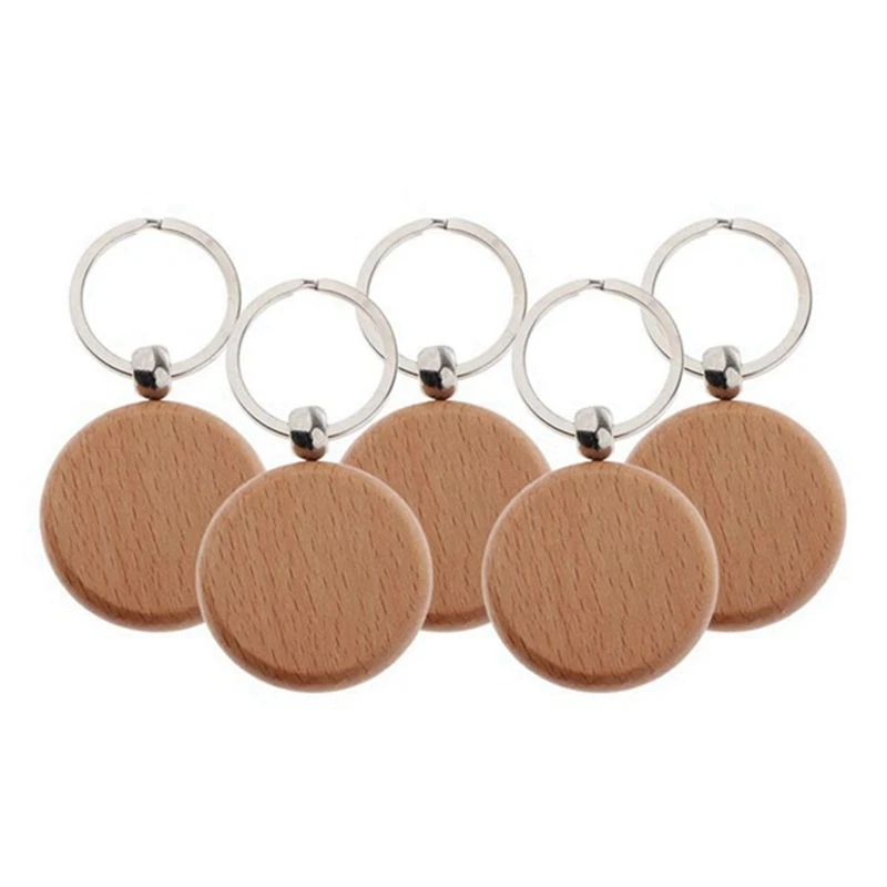 

40 Pcs Blank Wooden Keychain Personalized Round Engraving Key Diy Wood Keychains Key Tags Can Engrave Diy Gifts