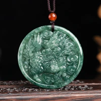 burmese jade qilin pendant emerald green natural pendants necklace accessories charm jewelry chinese man jadeite fashion