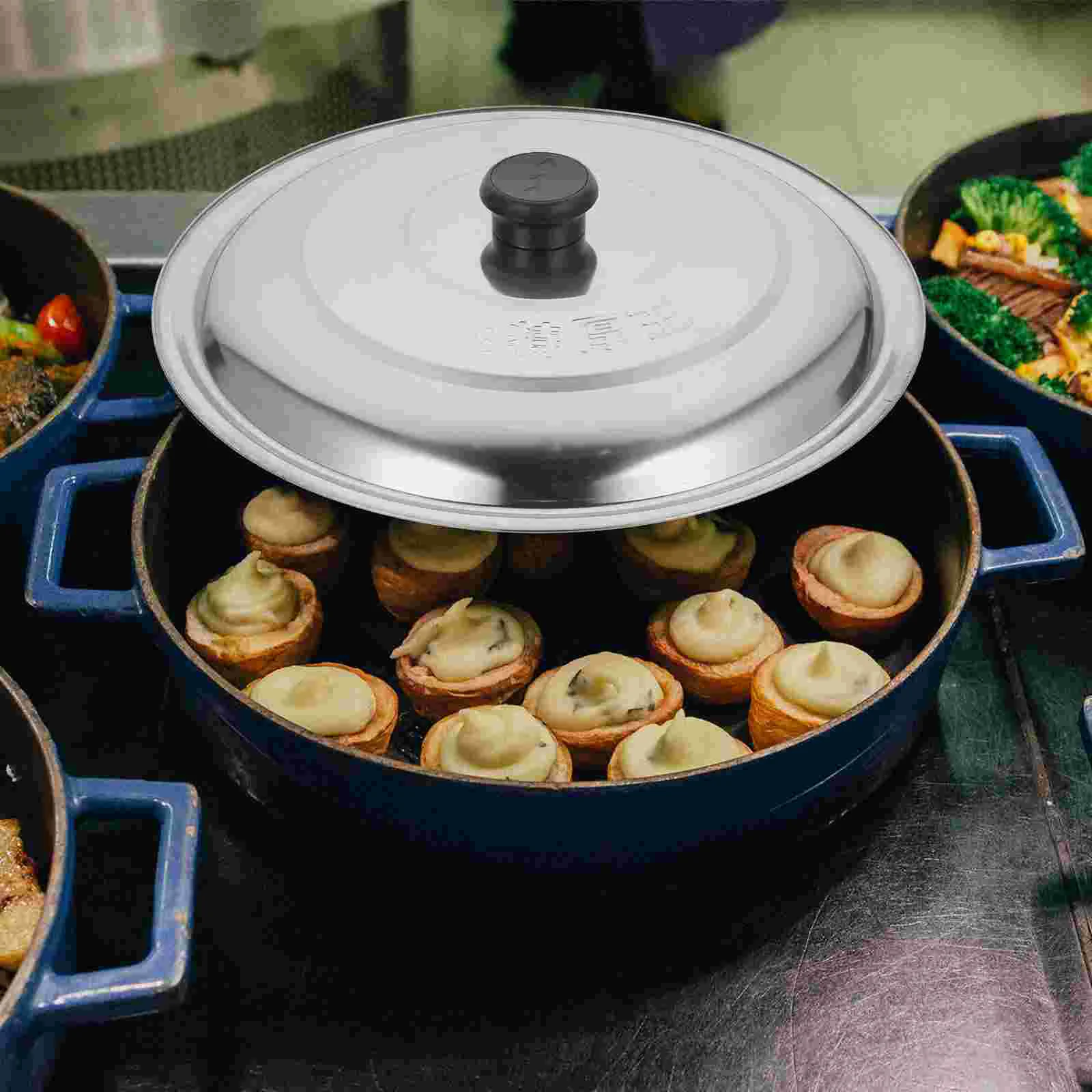 

Stainless Steel Pot Lid Cookware Kitchen Supply Round Pan Household Cover Tent Accessory Home Work Wok