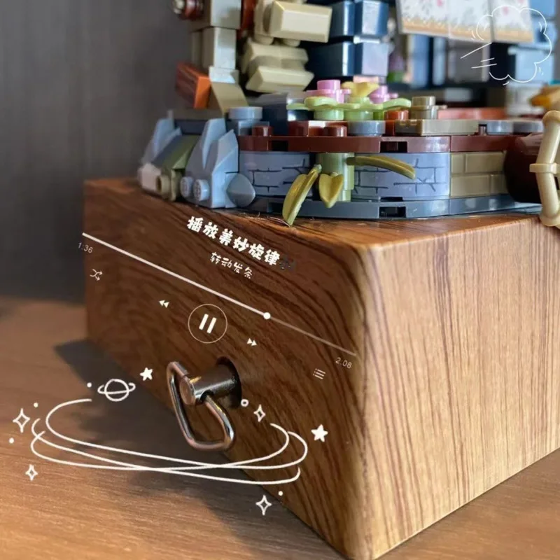 Дешево LOZ 1239 блоков музыкальная шкатулка мини-блоки Классическая ветряная мельница дом мелкие частицы Собранный строительный блок модель игрушка ...