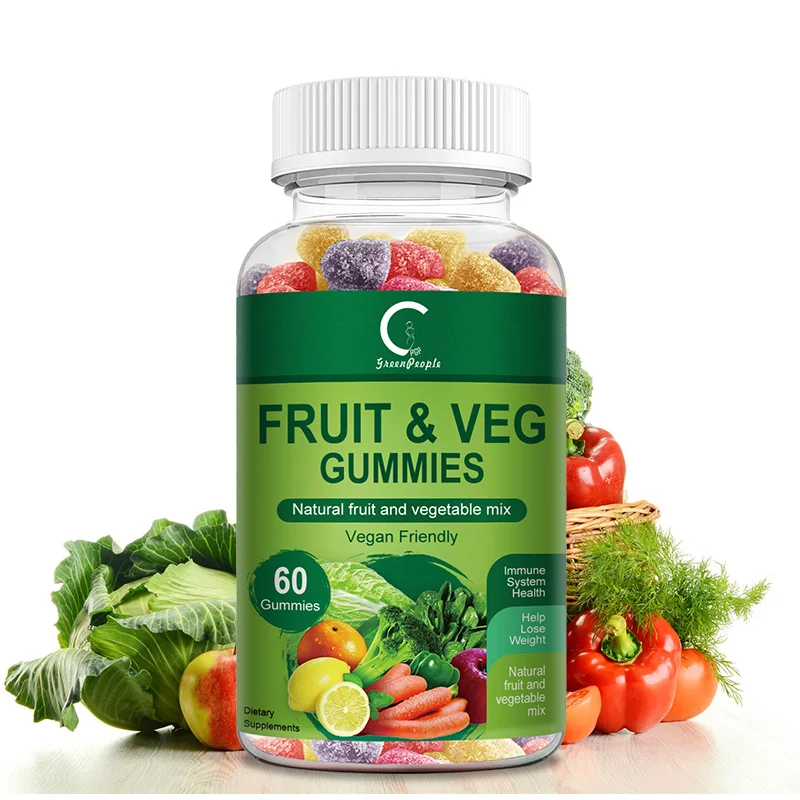 

Super Organic Fruit & Vegetable Gummies Rich In Vitamins & Minerals To Support Energy Levels And Facilitate Intestinal Digestion