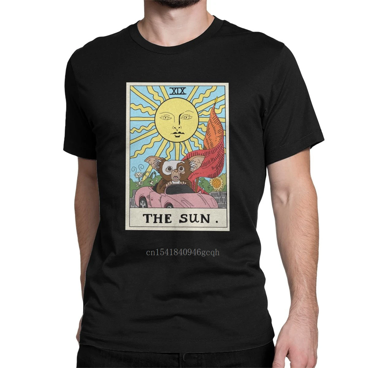 

Horror Arcana The Sun Tarot Card Gremlins T Shirt Men's Pure Cotton Fashion T-Shirts Superstition Tee Shirt Clothing Printed