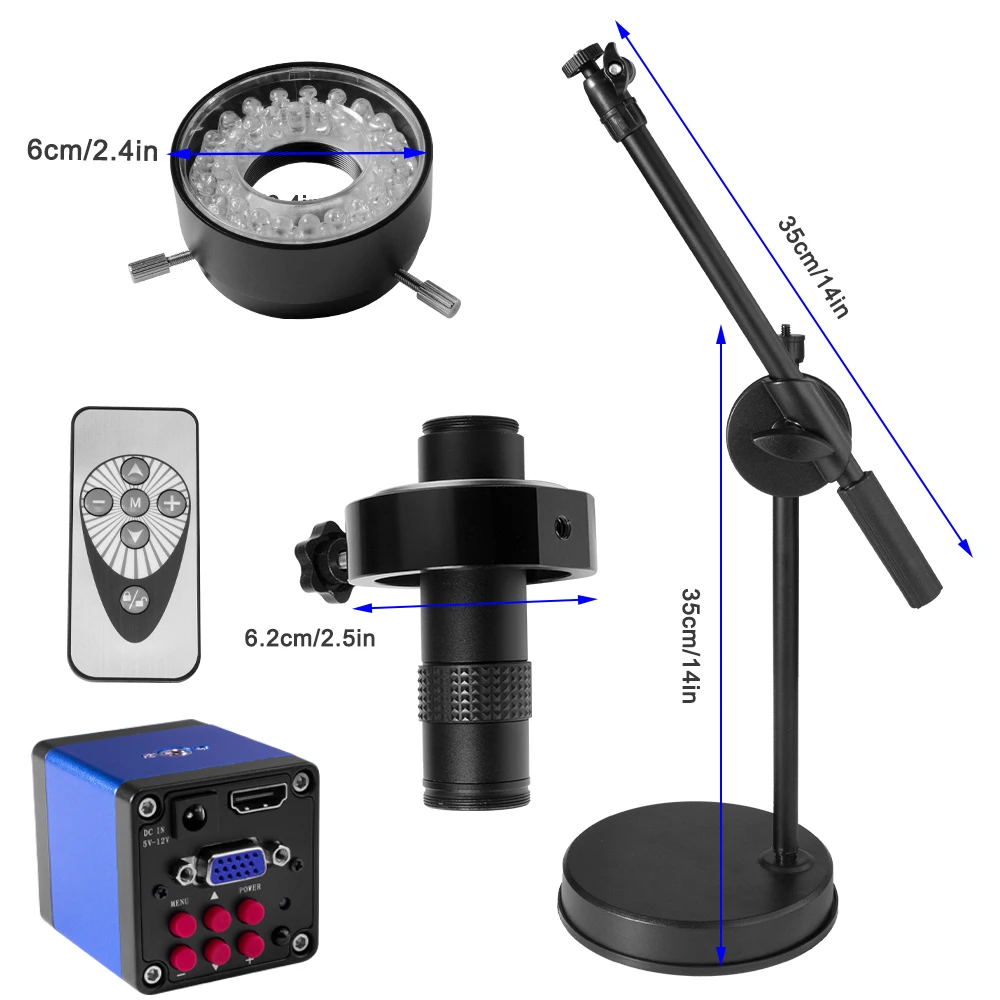 

13MP 1080P HDMI VGA Industrial Video Microscope Camera 1X-130X Zoom C Mount Lens Desktop Tripops For Digital Image Acquisition