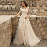 elegant a line beach wedding dresses for women o neck illusion back bridal dress lace apliques bridal gown vestidos de novia