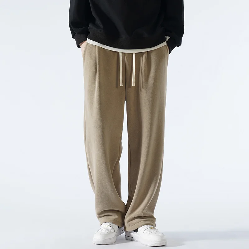 Зимние толстые флисовые теплые спортивные штаны мужские утолщенные широкие