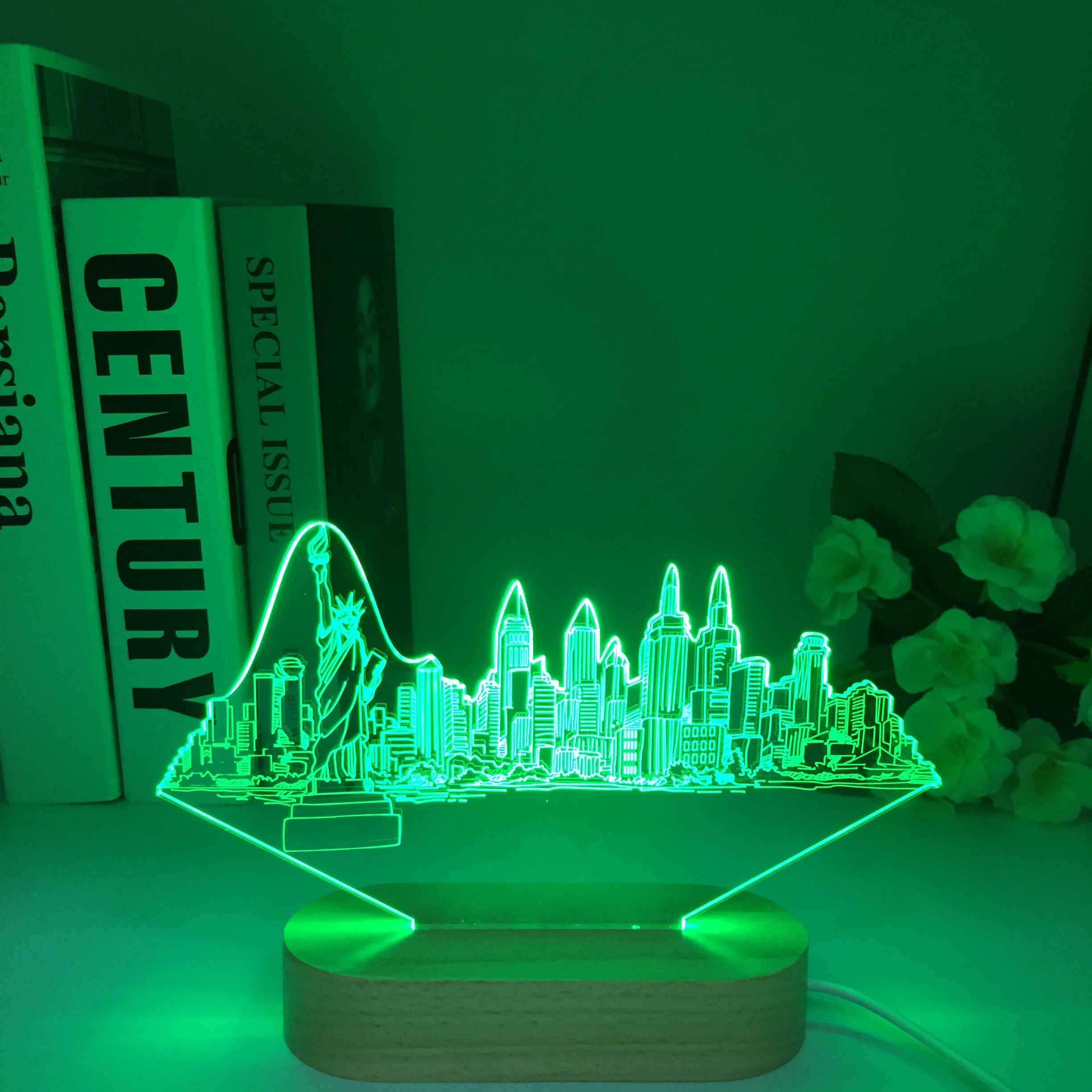 

Современная Статуя Свободы Нью-Йорка, настольный ночсветильник с 3D оптической иллюзией, светодиодная настольная лампа с тематикой NYC, амери...