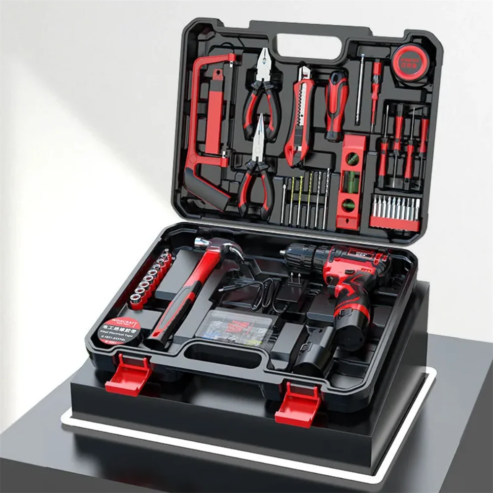 

New Low price Electric drill hand tool set, hardware electrician maintenance multi-functional toolbox, metal wall plate