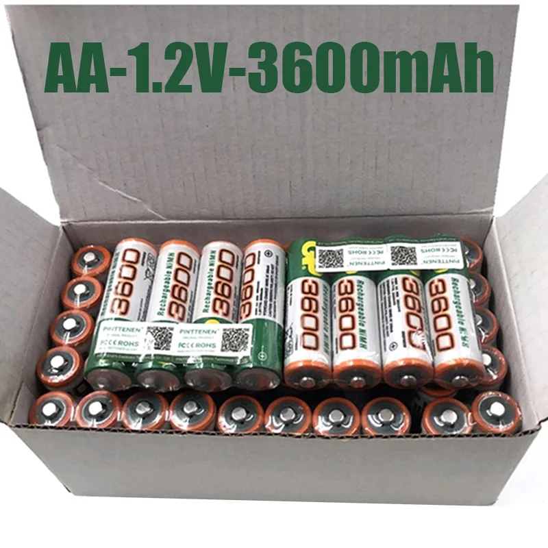 

20 шт., перезаряжаемые батарейки AA 100% AA Ni-MH 3600 в 1,2 мАч
