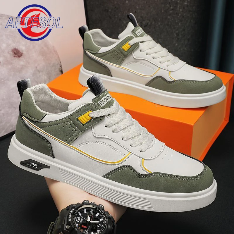 

APTESOL Non-slip Wear-resistant Men's Fashion Casual Leather Shoes Men Outdoor Sports Shoes Lightweight Tennis Walking Sneakers