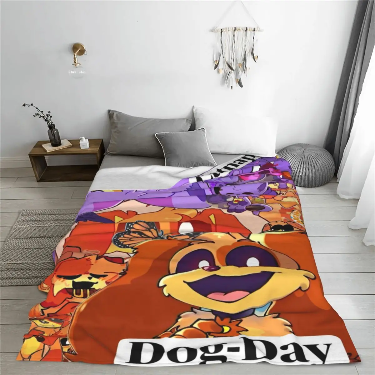 Флисовое одеяло с мультяшным рисунком смайликов на весну и осень