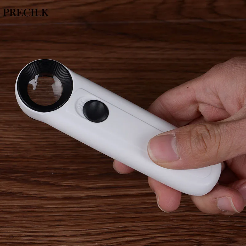 Ручная Лупа с двумя светодиодными линзами 40X ручная увеличительная линза зеркало