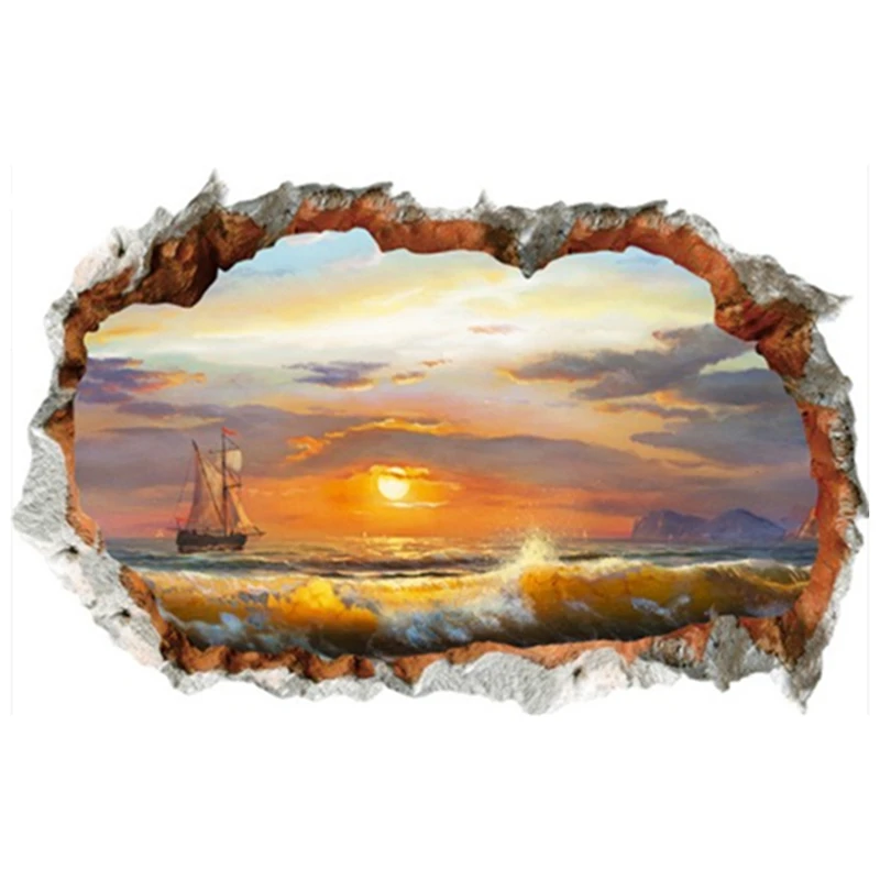 Фотообои с изображением океана 3d разбитое искусство украшение для дома пейзаж