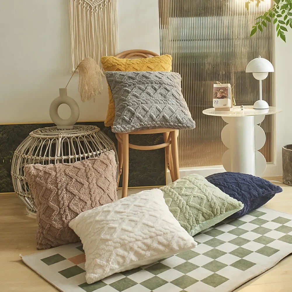 

Geometric Sofa Room Plush Pillow Cover Multi Three-dimensional Size Living Jacquard Pillow Cover Cushion