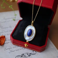 klein blue original design natural white fritillary lapis pendant necklace authentic 925 sterling silver jewelry women%e2%80%98s jewelry