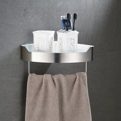 

Bathroom Shelves Brushed Nickel Metal Shower Corner Shelf Wall Mount Shampoo Storage Shelf Rack Bathroom Basket Holder DG8415SN