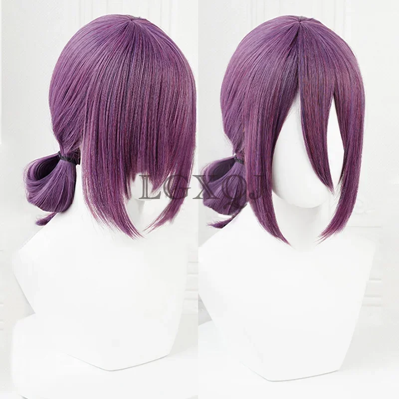 В наличии Reze Косплей Парик Аниме Бензопила Человек 45 см Кожа головы Фиолетовый