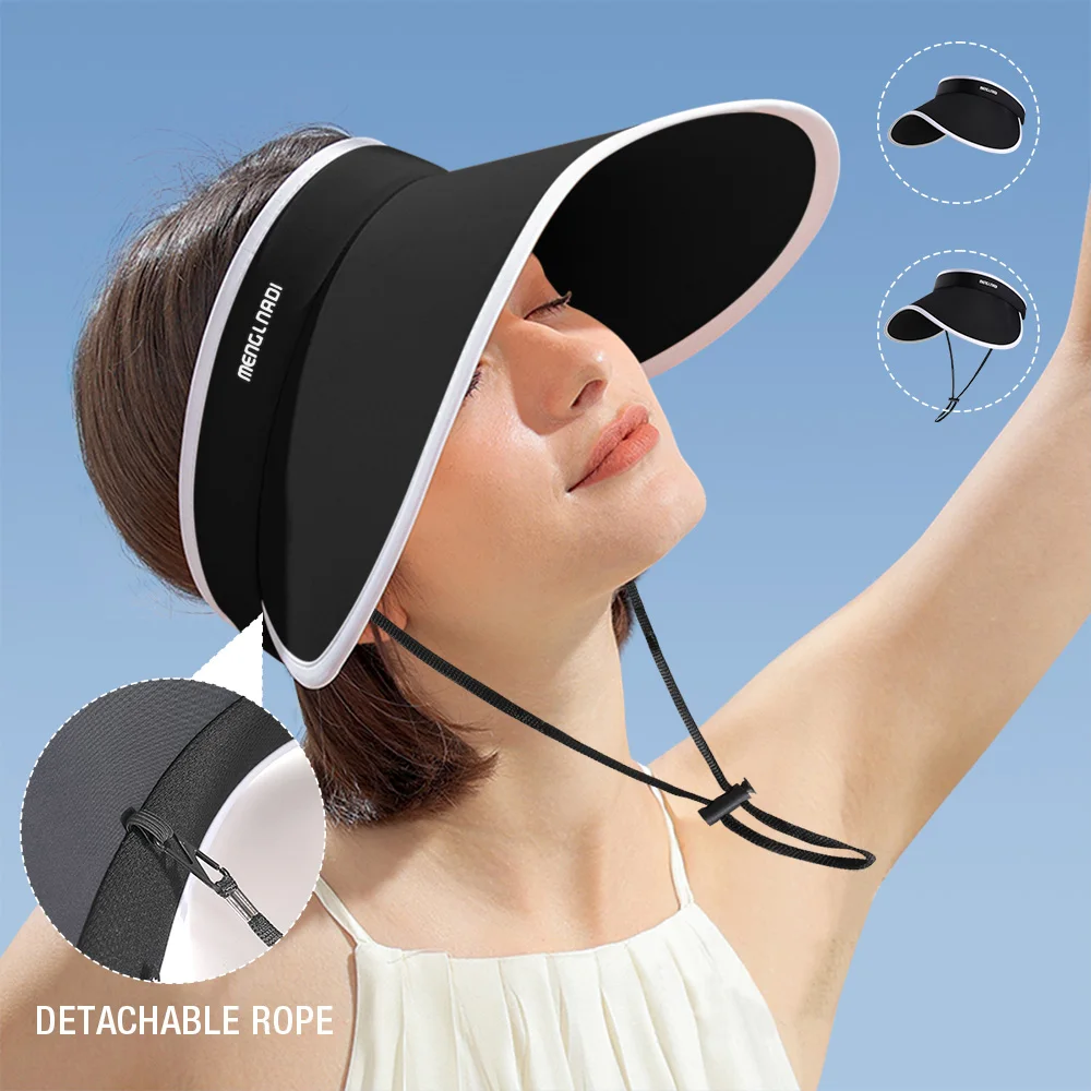 Women Sun Hats UV Protection Empty Top Hat Outdoor Sport Baseball Cap Breathable Adjustable Beach Golf Running Summer Visor Caps