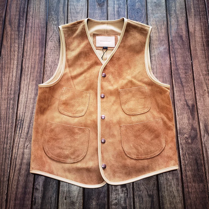 

luxury Asian Size Super Quality Tanned Veg Sheep Leather Vintage Waistcoat Men's Stylish Biker Vest