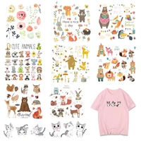 cartoon cute animal patch set heat transfer stickers stripes for clothing kids t shirt flamingo cat owl dog patches for clothes
